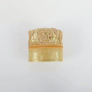 Gold Lace Fabric Bracelet Wrist Wallet - Upcycled